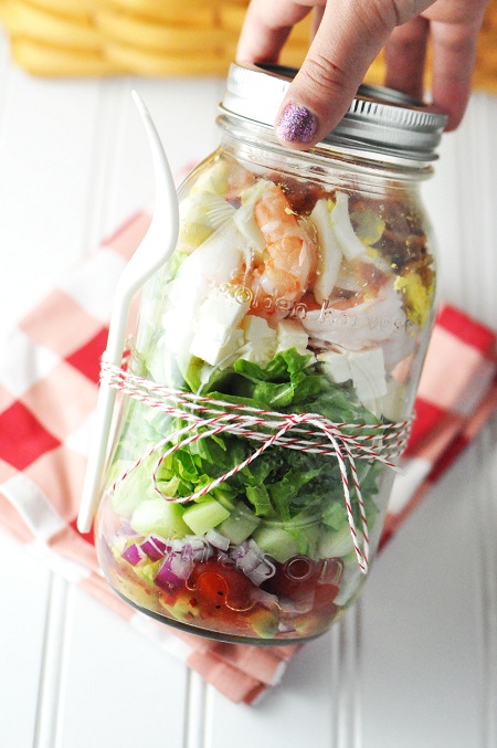 picnic food prawn shrimp feta cobb salad