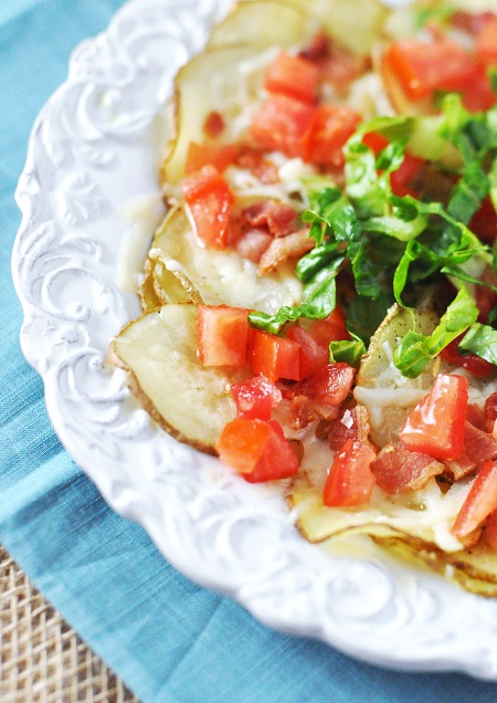 Nachos are usually made with tortilla chips, but I switched things up by making baked potato chip nachos.