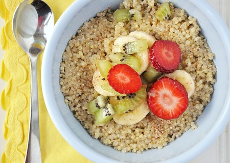 Breakfast Quinoa with Almond Milk, Wheat Germ & Cinnamon