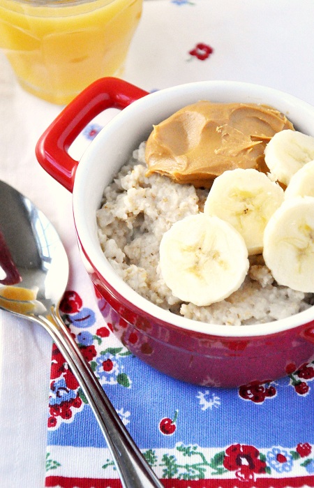 Peanut Butter & Banana Oatmeal Breakfast is a perfect get up a go mean to enjoy on National Peanut Butter Lover's Day.