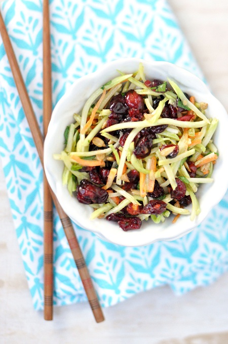 Asian Peanut Vinaigrette Broccoli Slaw Recipe with Cranberries & Sunflower Seeds makes typical Chinese food look lame