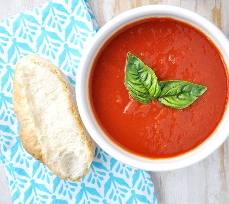 Fresh Summer Basil and Tomato Vegetarian Soup Recipe
