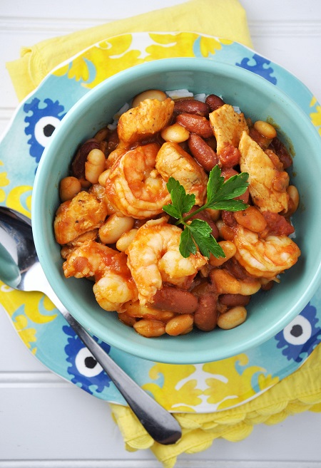 Chicken & Shrimp with Beans and Salsa Recipe