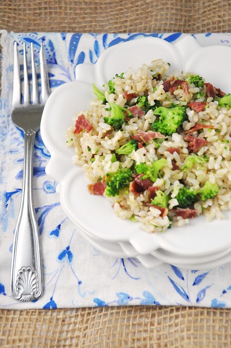 Brown Rice with Broccoli & Bacon recipe