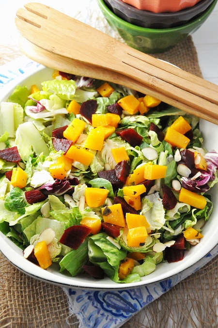 Roasted Squash, Beet and Shredded Brussel Sprout Salad Recipe