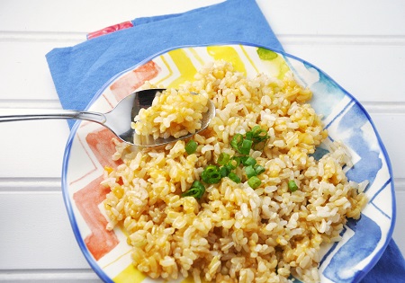 Brown rice with cheddar cheese and scallions side dish recipe