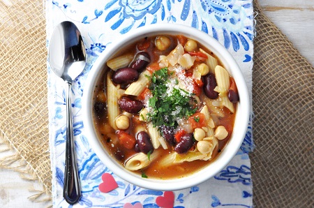 Minestrone Soup Recipe with Chickpeas & Kidney Beans