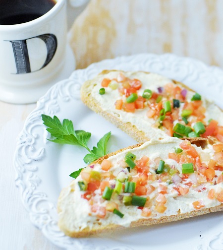 Whipped Ricotta Hummus Salsa Toast