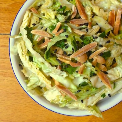 Asian Cabbage Slaw with Mint and Scallions
