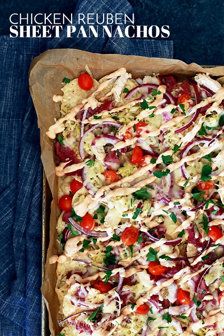 chicken reuben sheet pan nachos