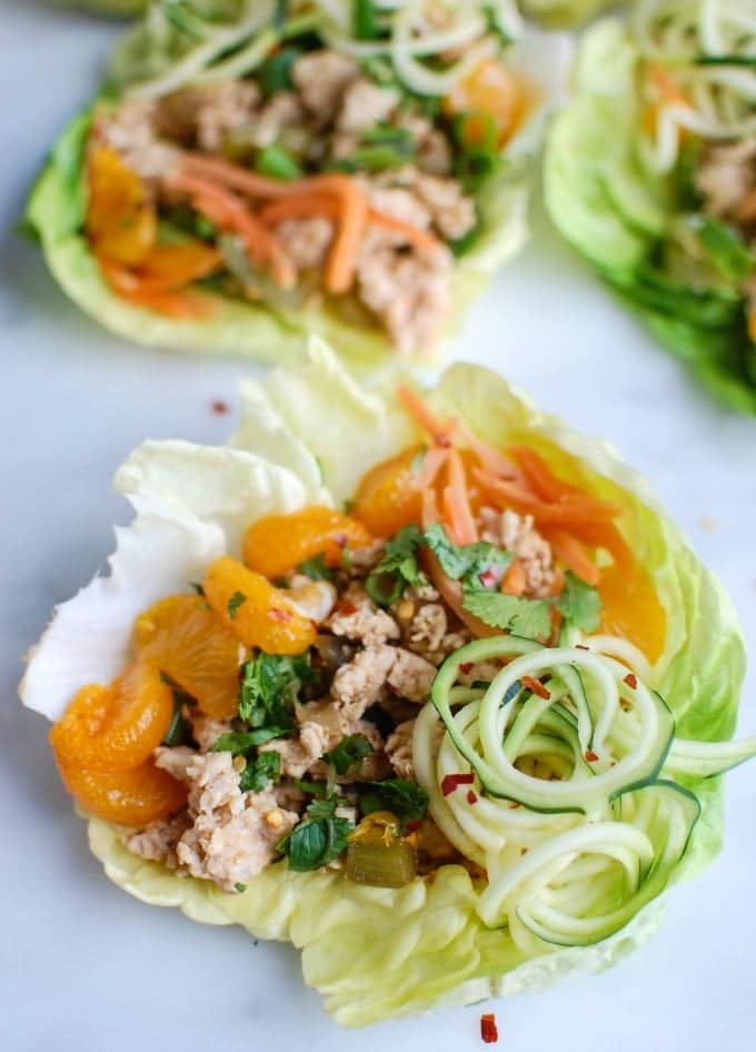 Asian Chicken Zoodle Lettuce Wraps