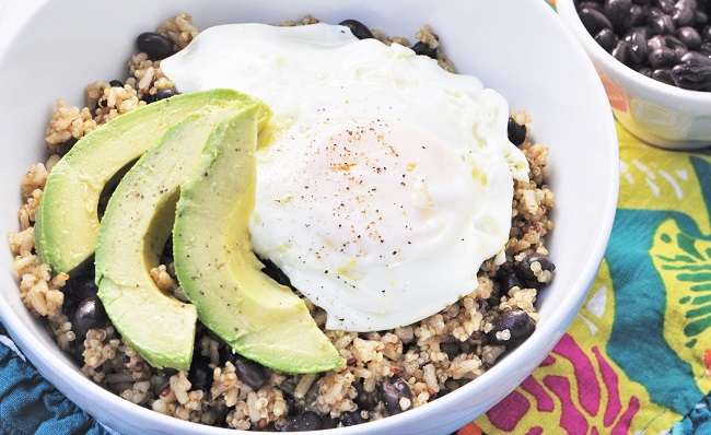 Quinoa, Black Bean, Avocado and Egg Breakfast Bowl