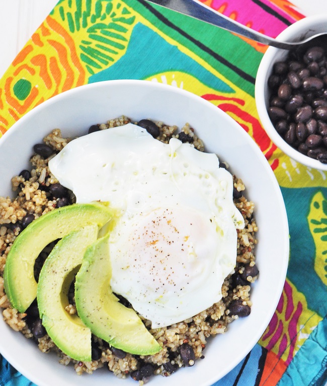 Quinoa, Black Bean, Avocado and Egg Breakfast Bowl