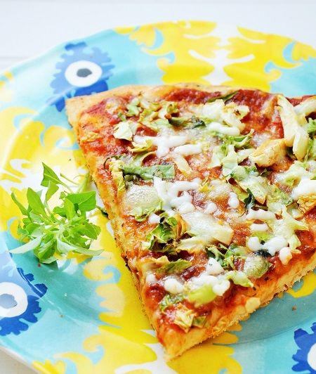 Shaved Brussels Sprout Pizza Recipe is a fun way to get the kids to eat Brussels sprouts