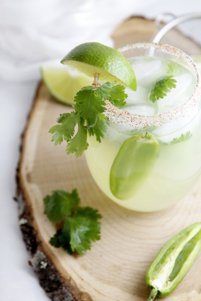 National Margarita Day 2019 is celebrated with these recipes including this cilantro jalapeno Margarita.