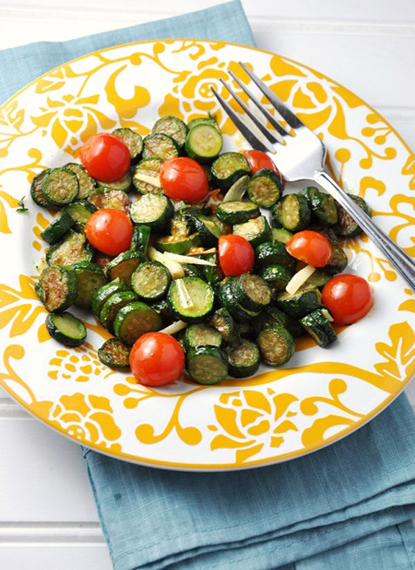 Garlicky Zucchini & Tomato Side Dish Recipe is about as easy it a side dish can get.