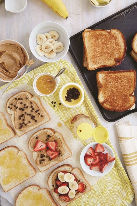 Grilled Peanut Butter Split Sandwich can be set up like a make your own dinner spread.