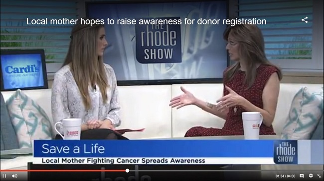 My appearance on The Rhode Show talking about the stem cell marrow registry
