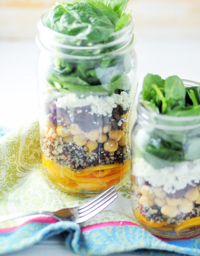 Butternut Squash Zoodle Noodle and Quinoa Salad In A Jar