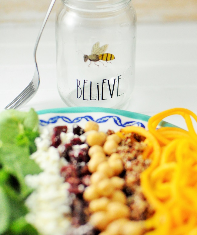 Butternut Squash Zoodle Noodle and Quinoa Salad In A Jar